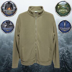 Orvis Men’s Full-Zip Heavyweight Fleece Jacket – Green – Size Medium – NWT